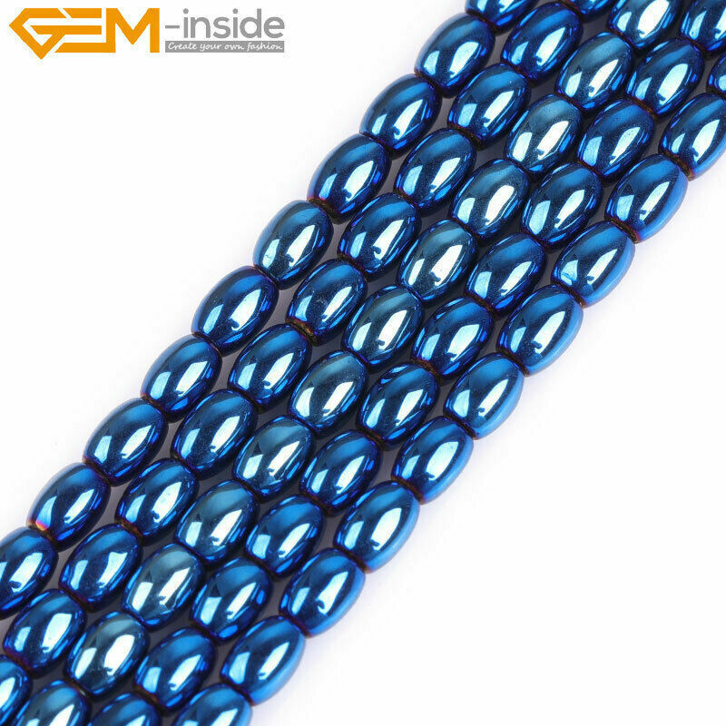 Hematite Assorted Stone Blue Metallic Coated Reflections Jewelry Making Beads