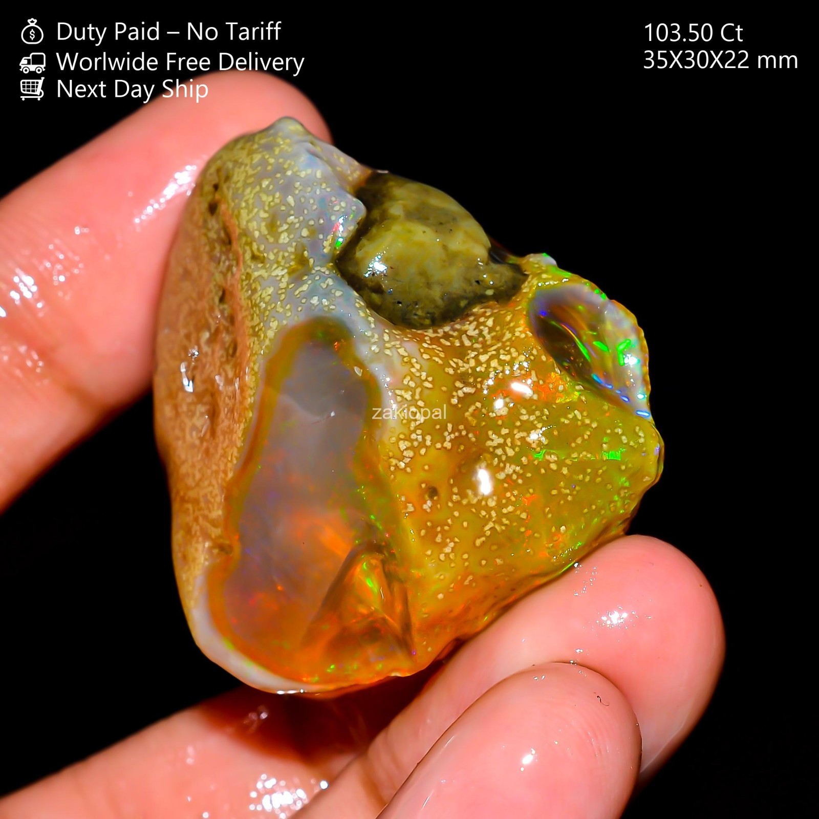 103.50 Cts Natural Ethiopian Multi Fire Oil Opal Rough Making 35X30X22 mm