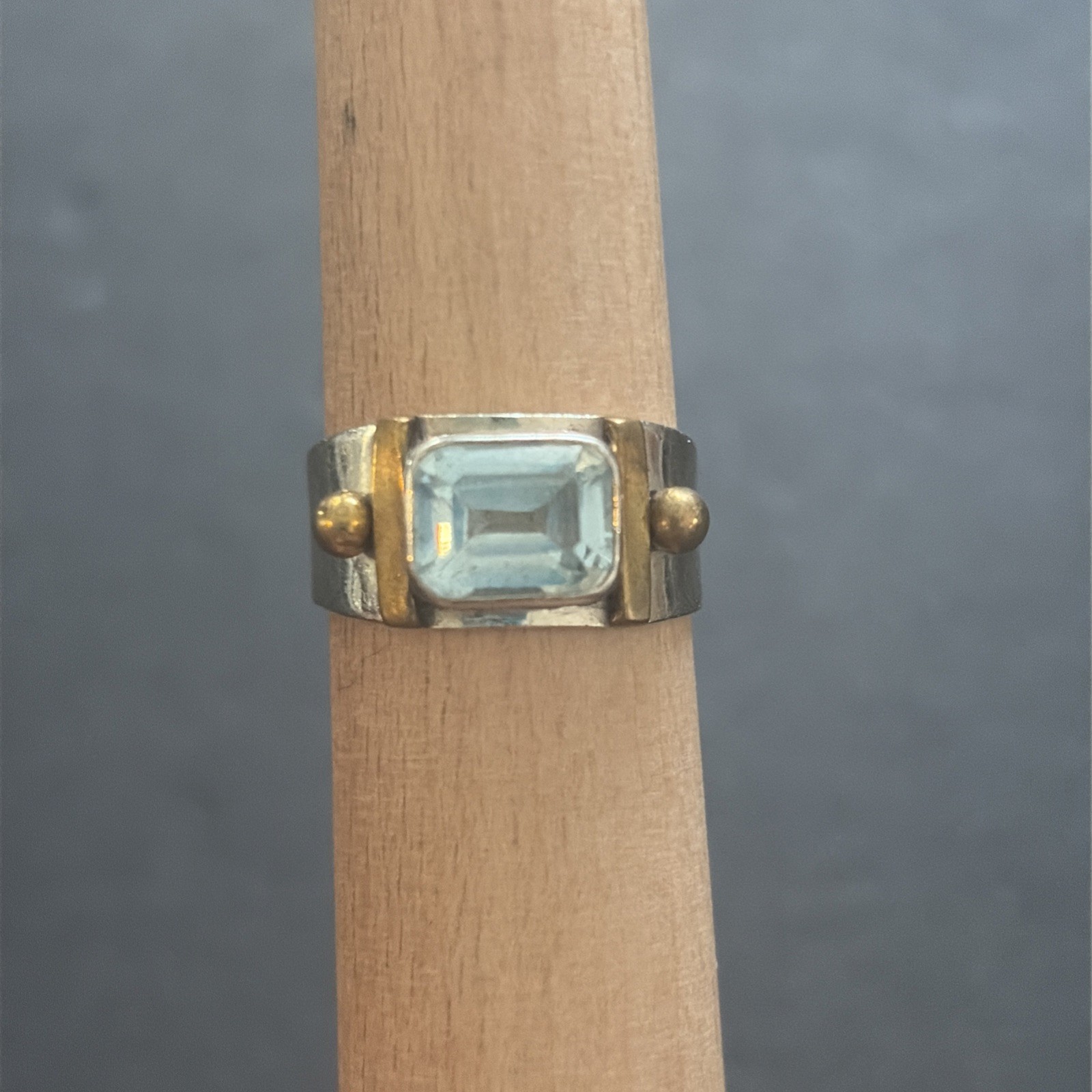 Vintage Starling Silver Blue Topaz Ring Size 7.5 925