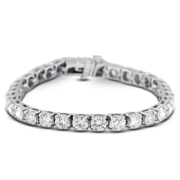 Tennis Bracelet Solid 14K Gold Classic 3.05 Carat Round Lab-Grown Diamond D VVS1