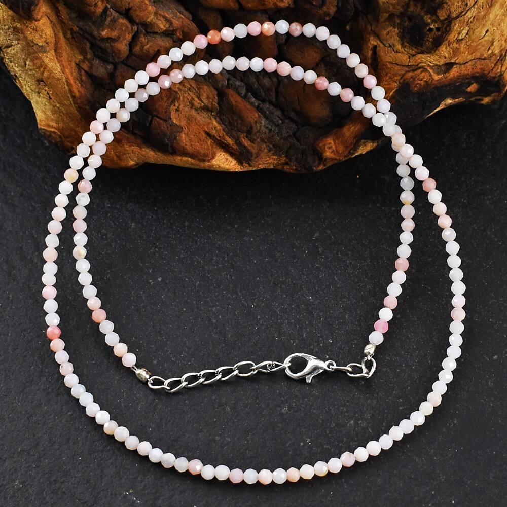 Pink Opal Amazing Sparking 34.00 Cts Beaded Beautiful Womens Necklace VK 37 E584