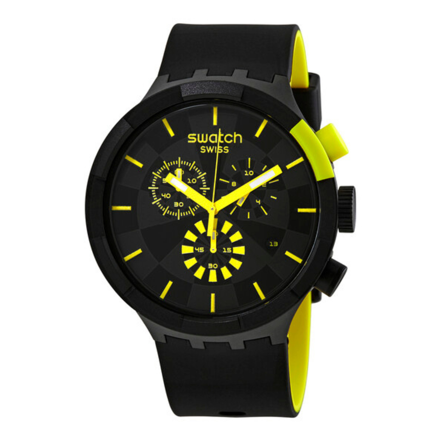 Swatch SB02B403, Big Bold Chrono 47mm Water-resistant Quartz Watch, Black