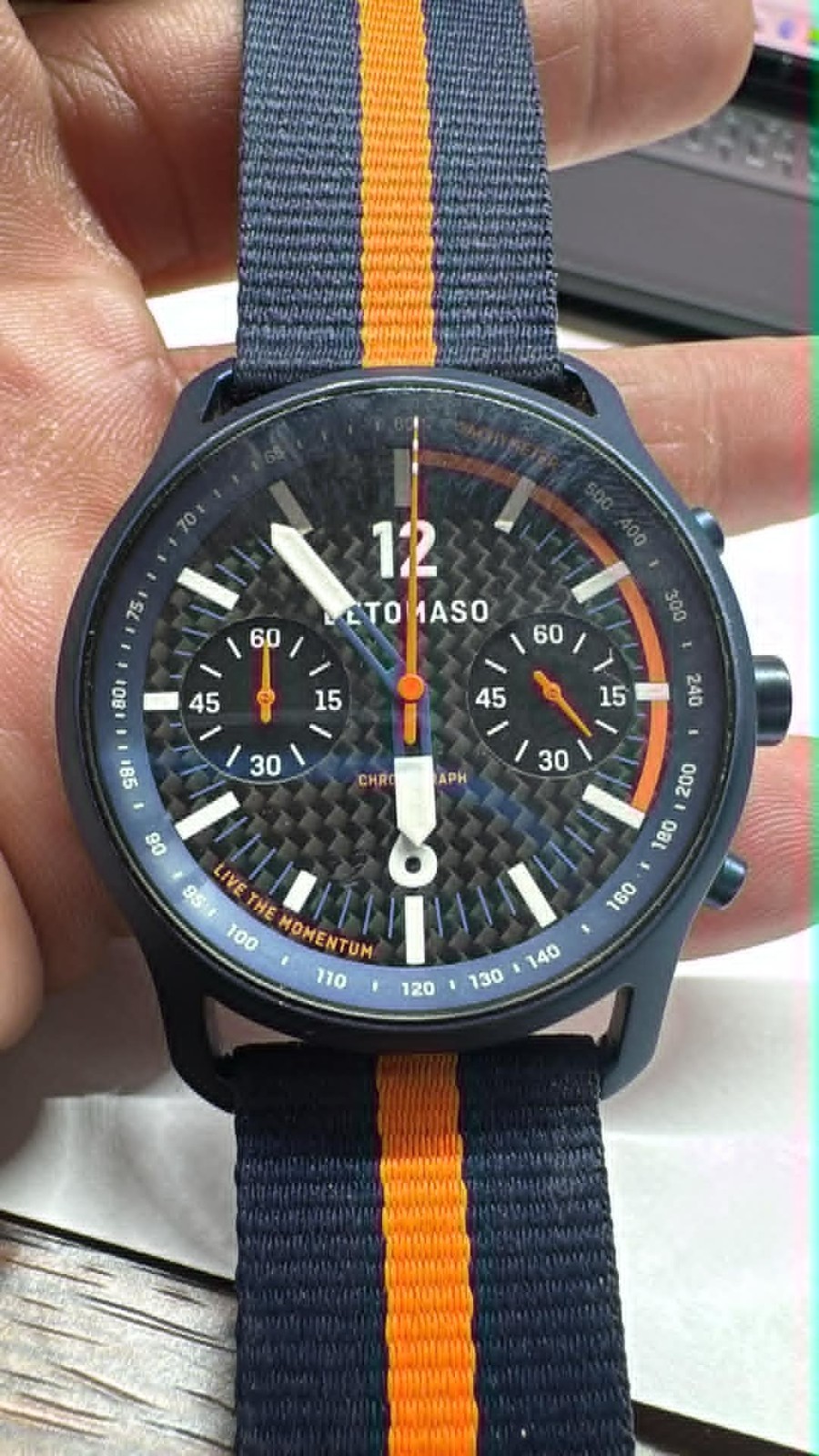 42MM Mens NEW Detomaso Carbon Fiber Edition Chrono watch quartz (A40)