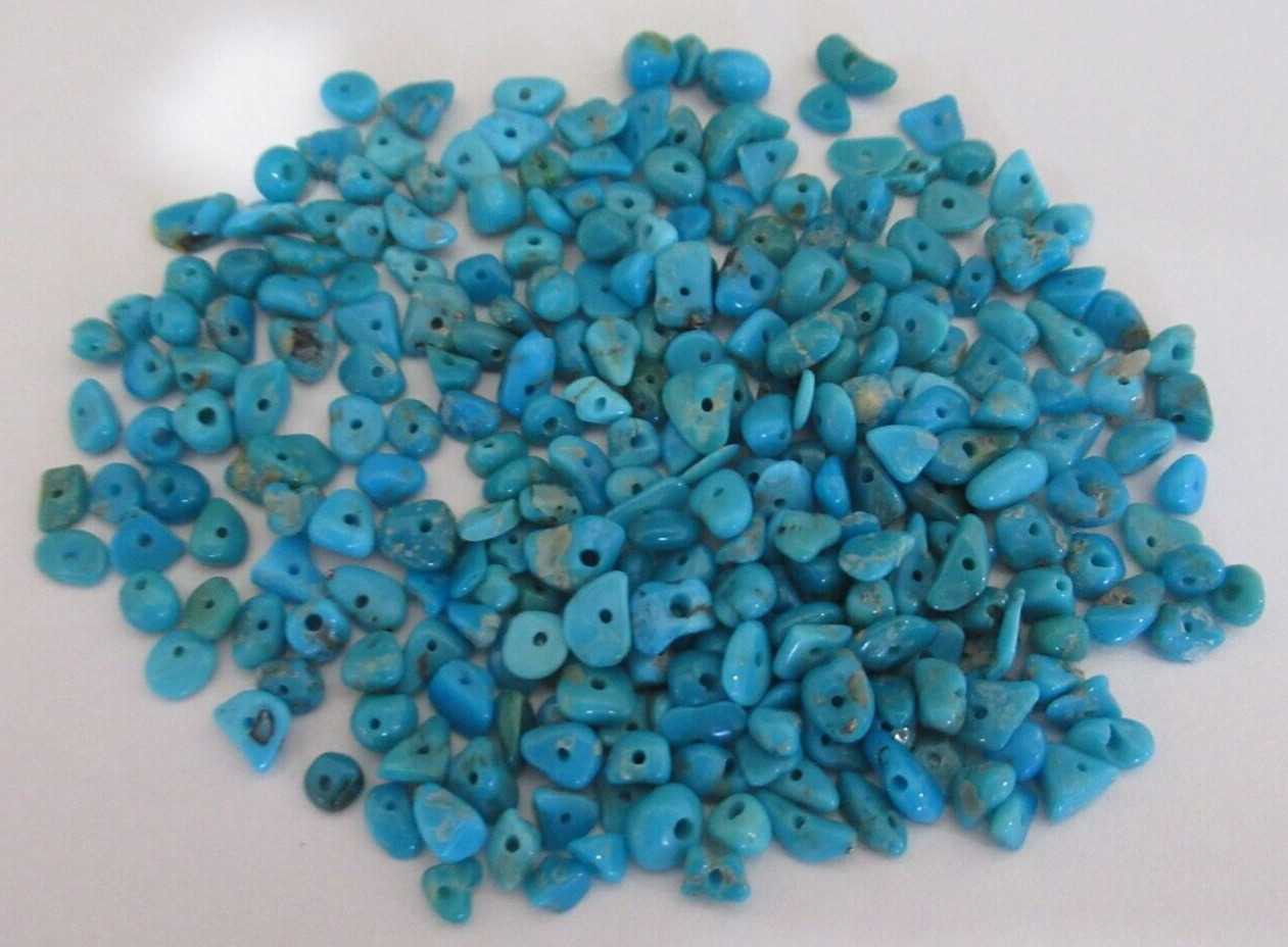 SLEEPING BEAUTY TURQUOISE 1/2 OZ SMALL DRILLED NUGGETS 4X3mm TO 7X4mm #642