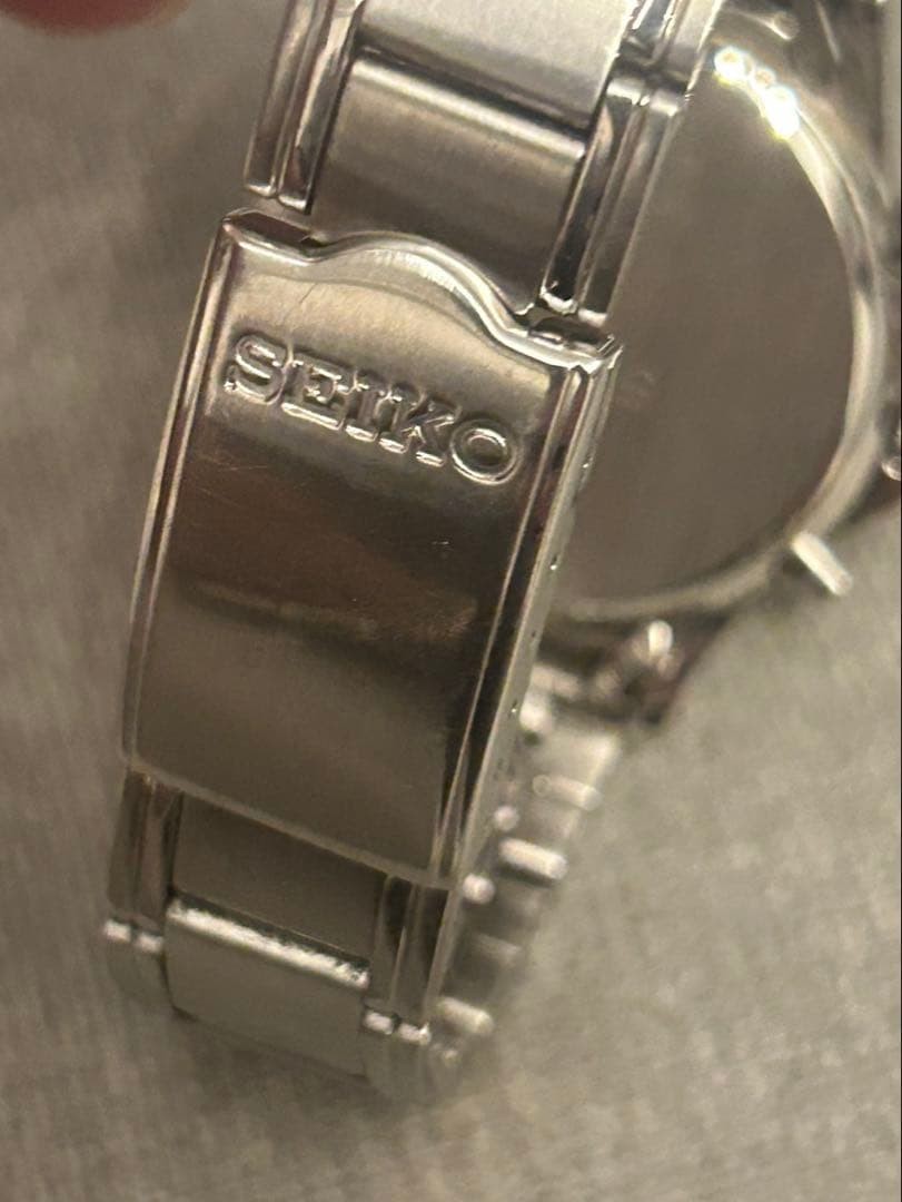 SEIKO 7T92-0BA0 Quartz Chronograph Black Dial Watch Used
