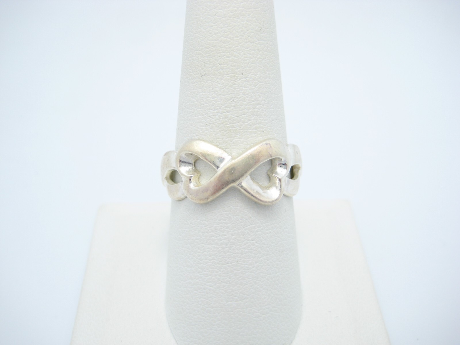 Sterling Silver 9.2mm Double Heart Ring Size 8.75