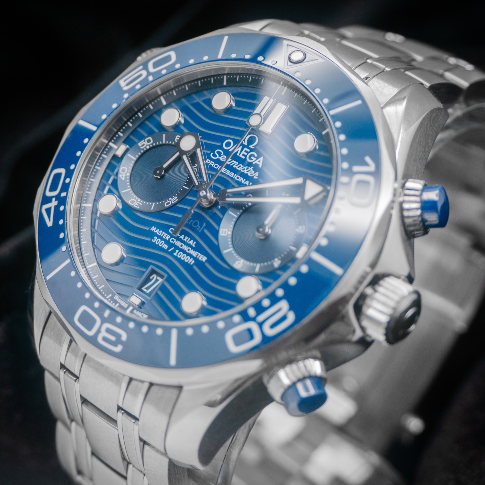 Omega Seamaster Diver 300M Chronograph 44 210.30.44.51.03.001 Blue Wave Warranty