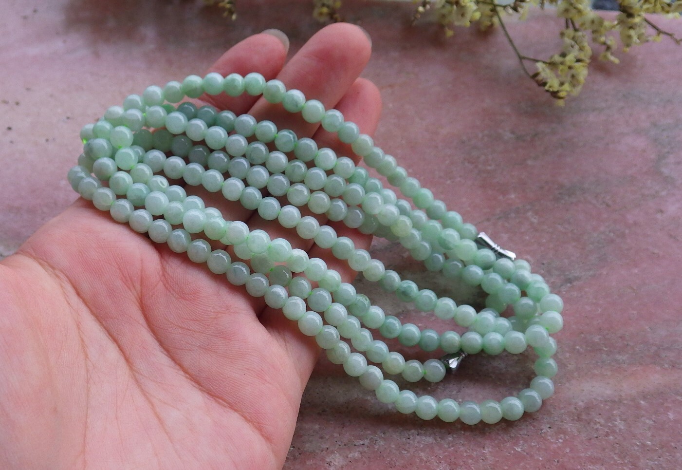 1 Pc Green Yellow 100% A JADE JADEITE Bead Beads Necklace 22 inches 5mm 292724