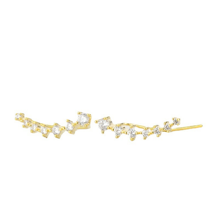 14K Gold over Sterling Silver Crawler Cuff Climber Earrings Cubic Zirconia K50
