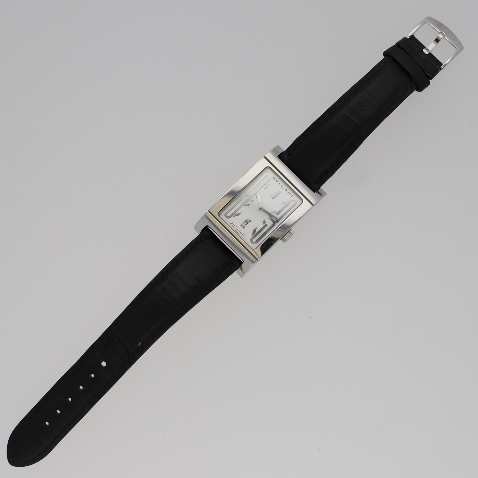 BVLGARI RT45S Rettangolo white Dial Automatic Stainless Steel Leather Men’s
