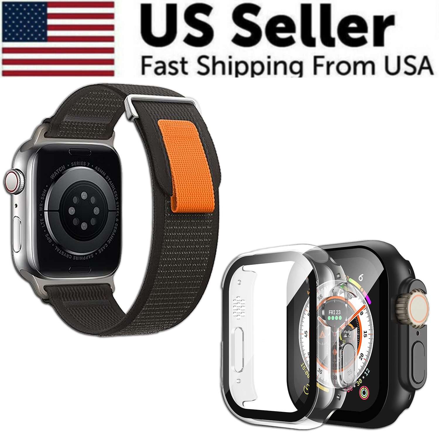 Nylon Trail Loop Watch Band Strap For Apple Watch Ultra 2 9/8/7/6/SE 44/45/49mm