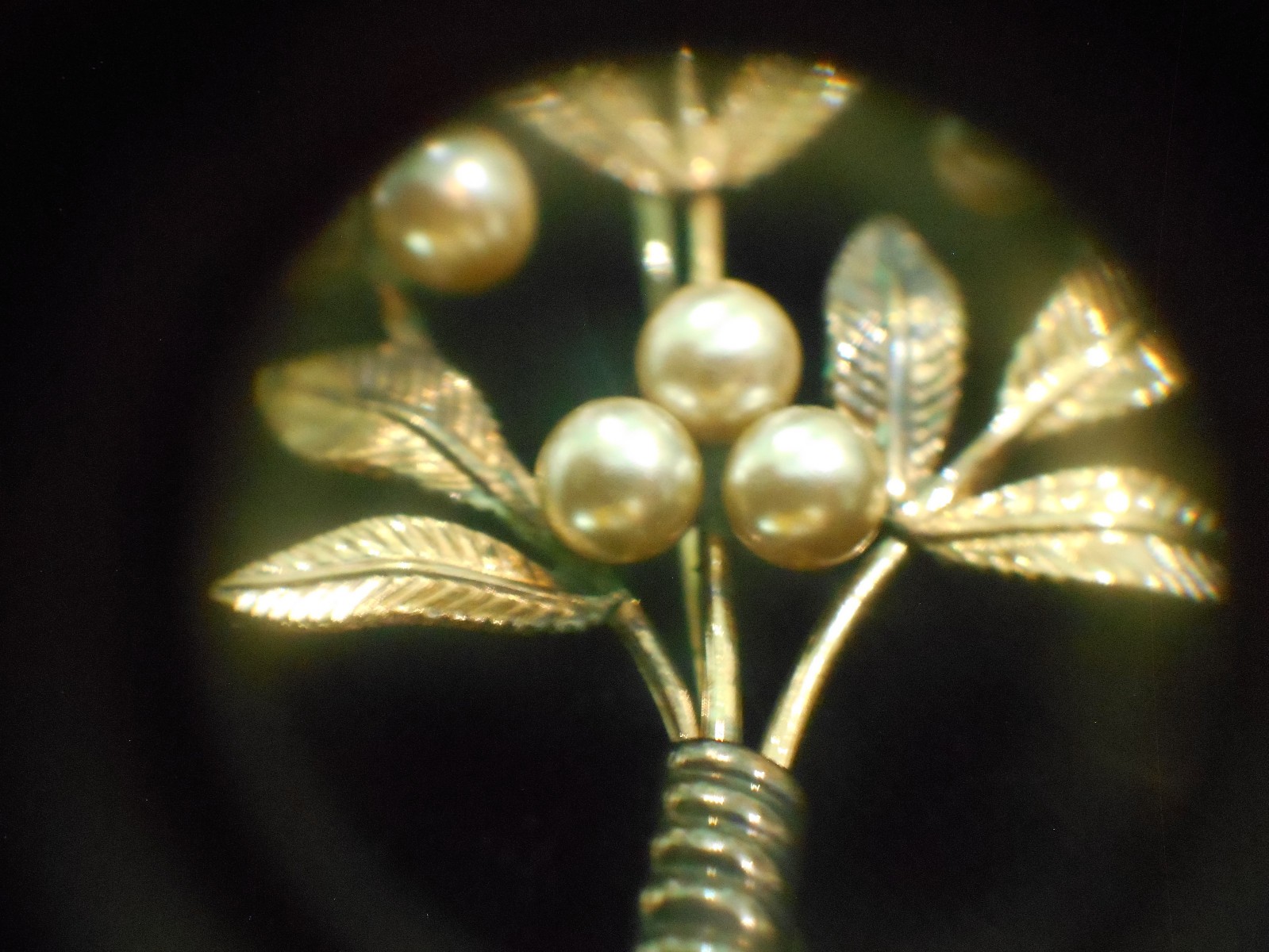 Vintage MCM 12K Gold Filled Van Dell FLORAL Brooch with PEARLS-3 Triple Sprays