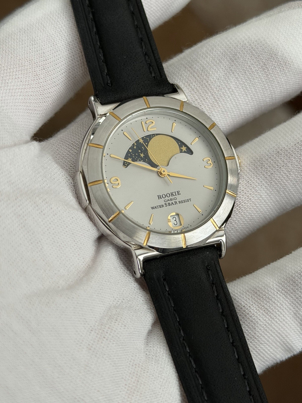 Rare Vintage Casio Rookie RKM-373 Moon Phase Men’s Classic Dress Watch JDM 1980s