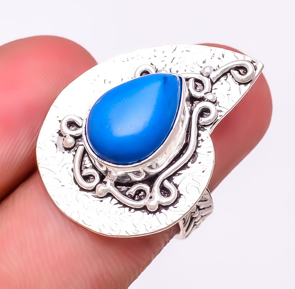 Sleeping Beauty Turquoise Gemstone 925 Silver Plated Ring s.6.5 S191