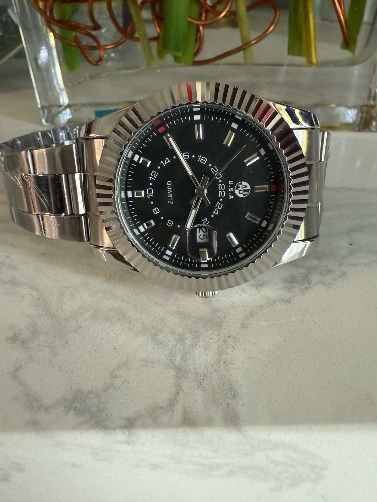 AJ. USA Watch for Men’s Stainless Steel Water Resistant New Battery