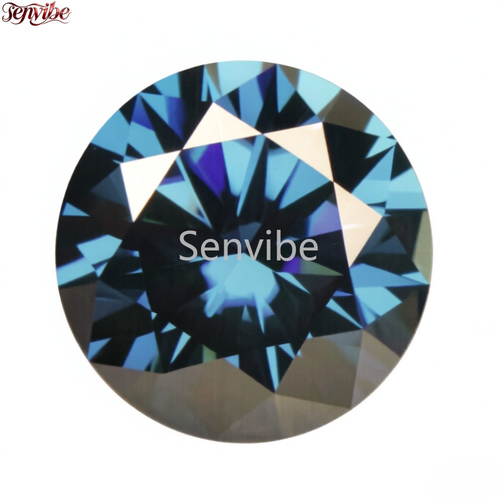 0.1~5ct VVS1 Royal Blue 8-Heart 8-Arrow Cut Round Moissanite Loose Gemstone