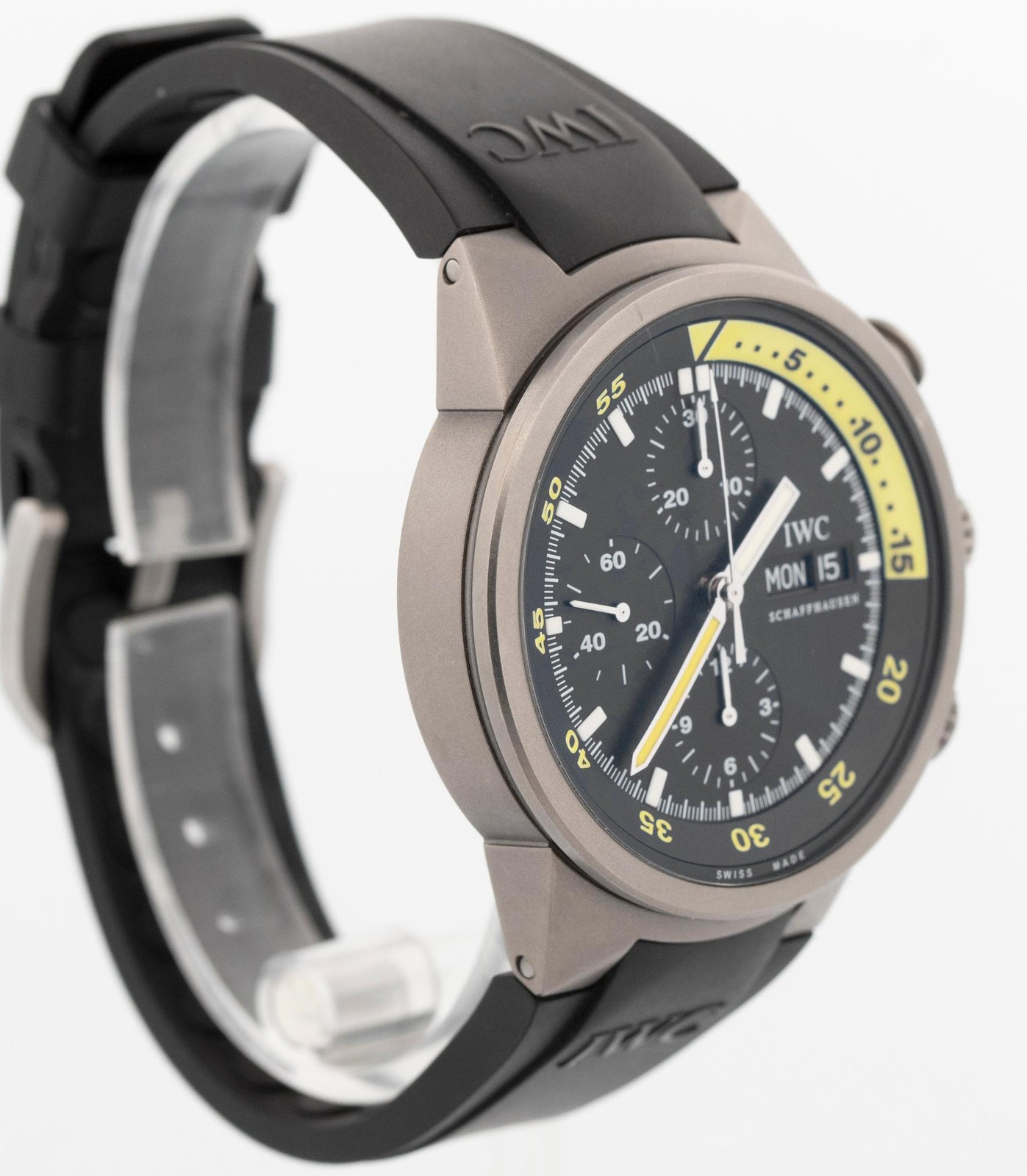 IWC Aquatimer Chronograph Titanium 41mm Yellow Rubber Day Date Watch IW371918