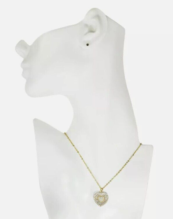 Kirks Folly Crystal Heart Necklace CZ Beloved Gold tone