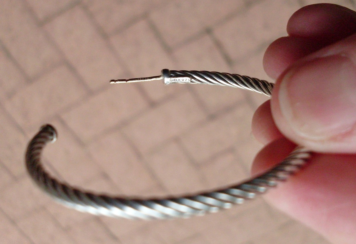 Current Item – David Yurman Cable Hoop Earrings – 2 Inches – DY Backs
