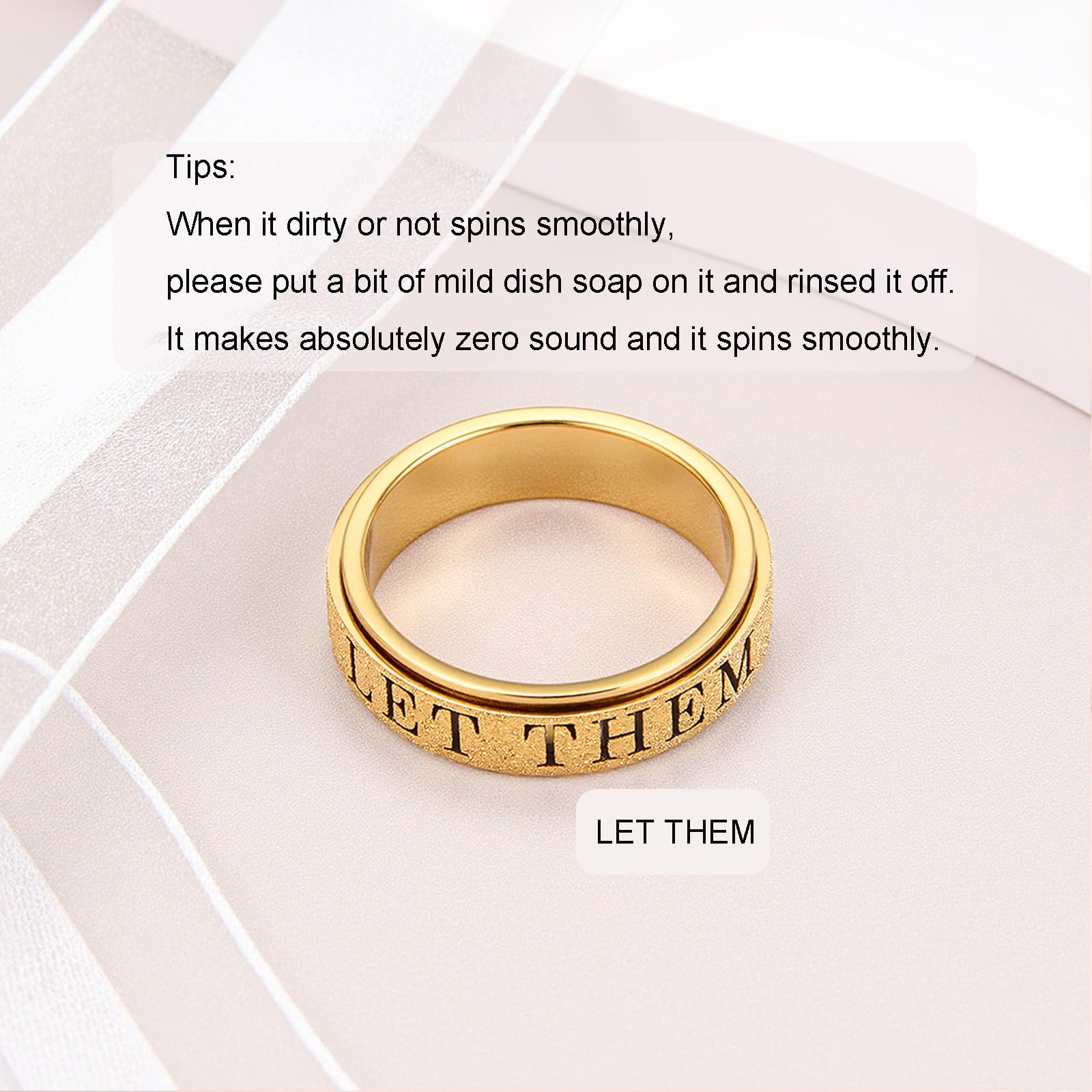 Adults Anxiety Ring for : Fidget Spinner Cute Let Them Symbol Thumb Ring Stai…