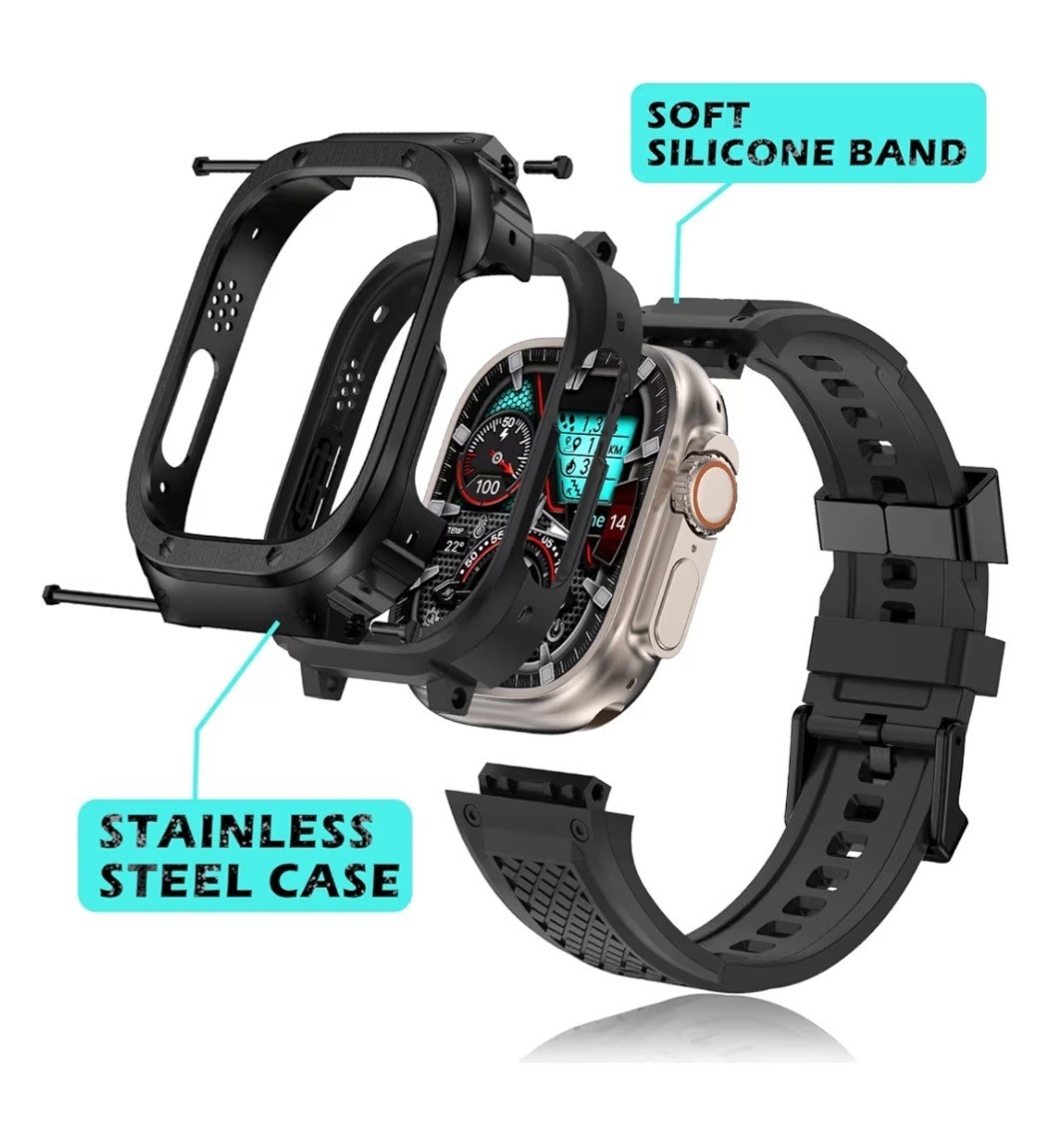 Band with Stainless Steel Case Compatible Apple Watch Series Ultra 1 2 3 49mm