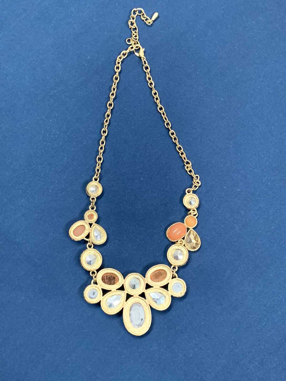 Goldtone Beaded Peach Statement Necklace 16″ – 18″
