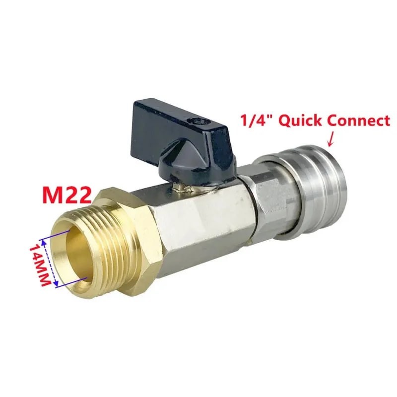 High Pressure Washer Ball Valve Kit M22 1/4″ Quick Connector
