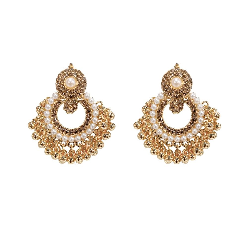 Vintage Beaded Tassel Dangle Drop Earrings Statement Boho CZ Simulated