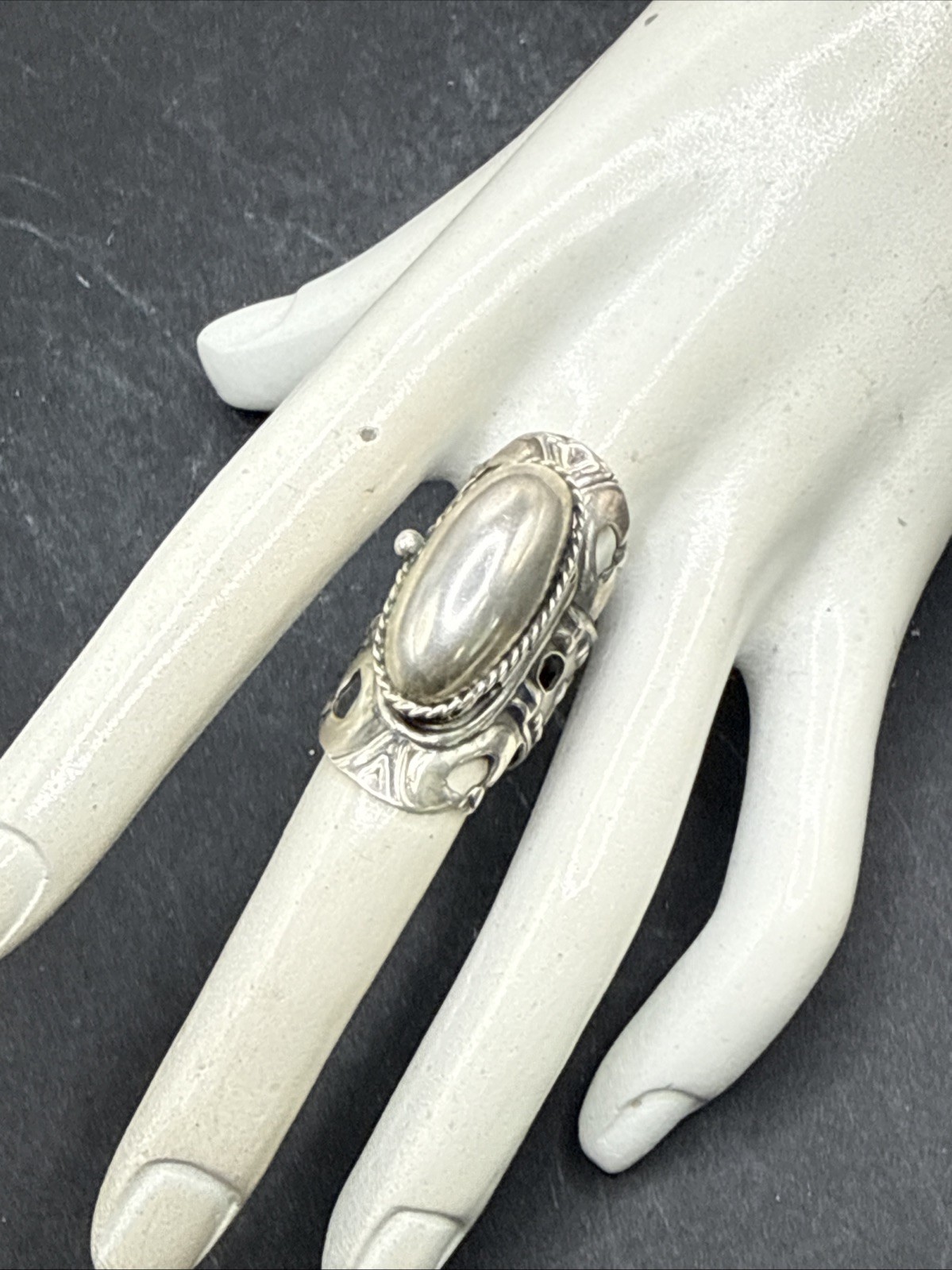 ❤️Vintage Sterling Silver Taxco Mexico Poison Ring Size 7-9 Adjustable Rare