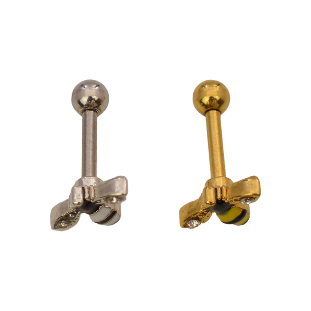 Bumble Bee Cartilage Piercing Barbell Helix, Tragus, Cartilage – 16GA 1/4-6mm
