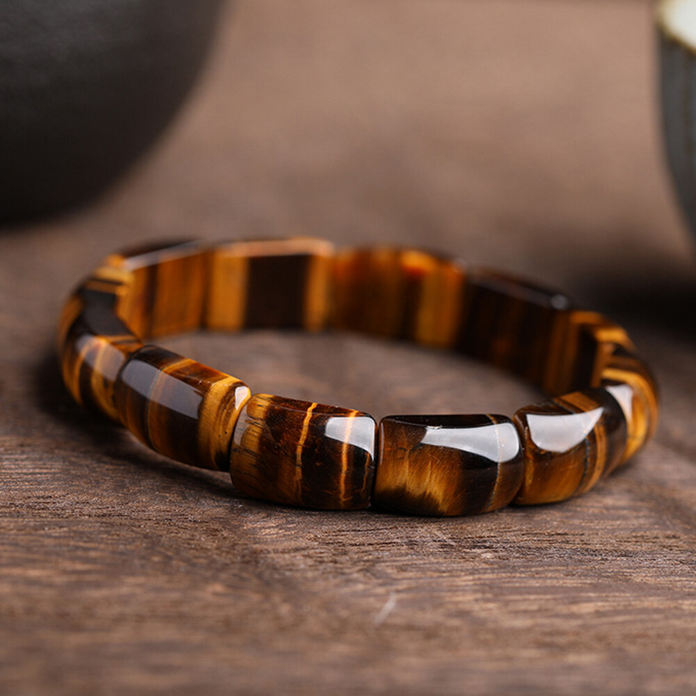 Natural Tiger’s Eye Stone Bracelet Brown Gemstone Stretch bracelet for Men USA