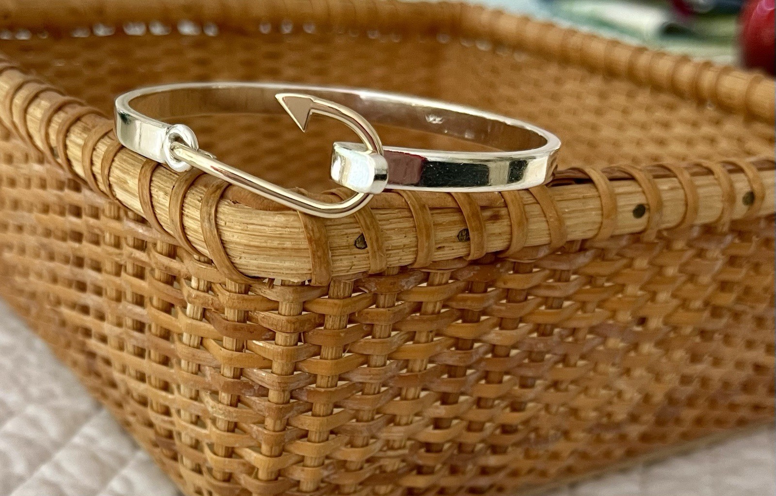 Cape Cod Bracelet, Chatham Hook 14K Gold & Sterling Silver Fish Hook Bangle 90’s