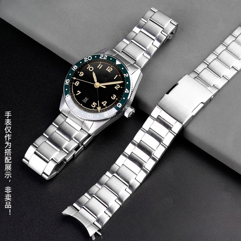For Longiness Spirit L3.812 Solid Curved Stainless Steel Watch Band Strap 22mm