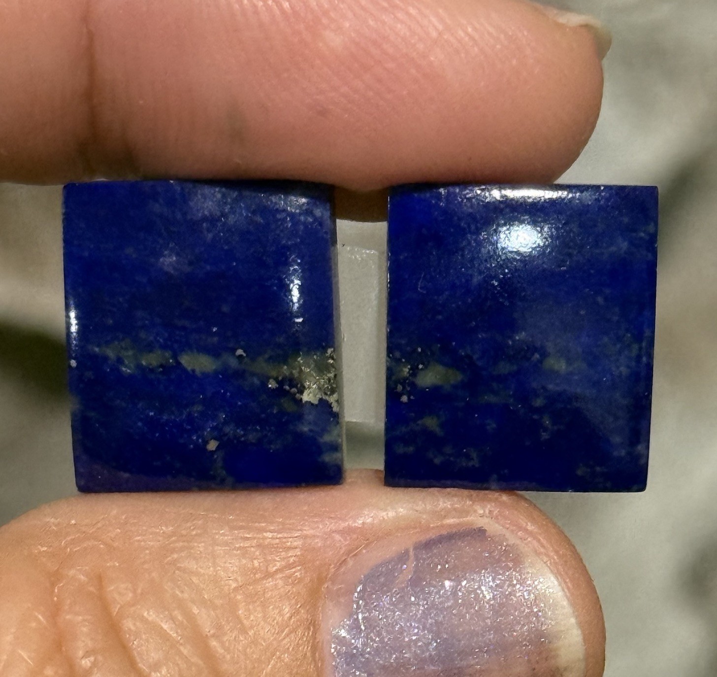19.45ct 15x13x4mm Pair Dark Blue Lapis Lazuli Rectangle Cabochons