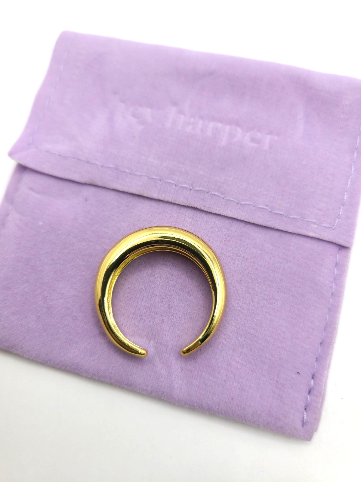Hey Harper Gold Plated Adjustable Crescent Band Ring