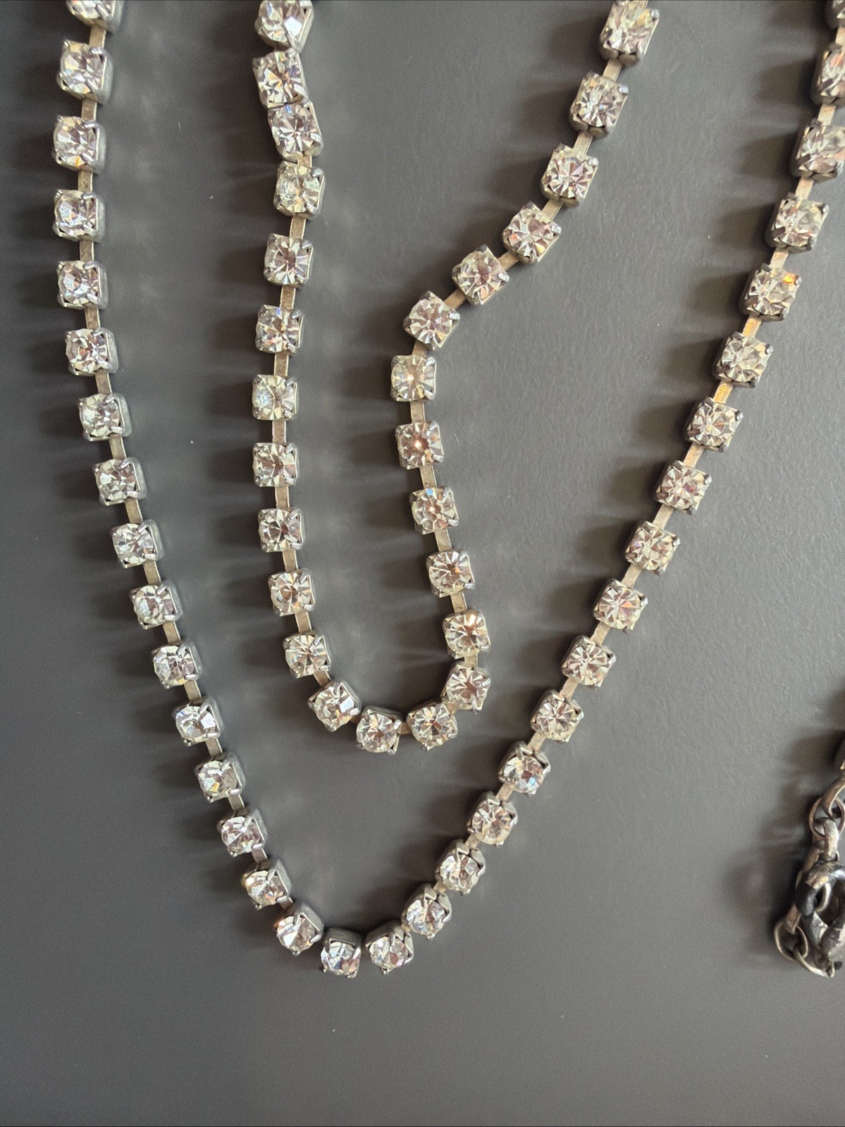 Vintage Estate Long Rhinestone Necklace 24+ Inch Glam Statement Jewelry