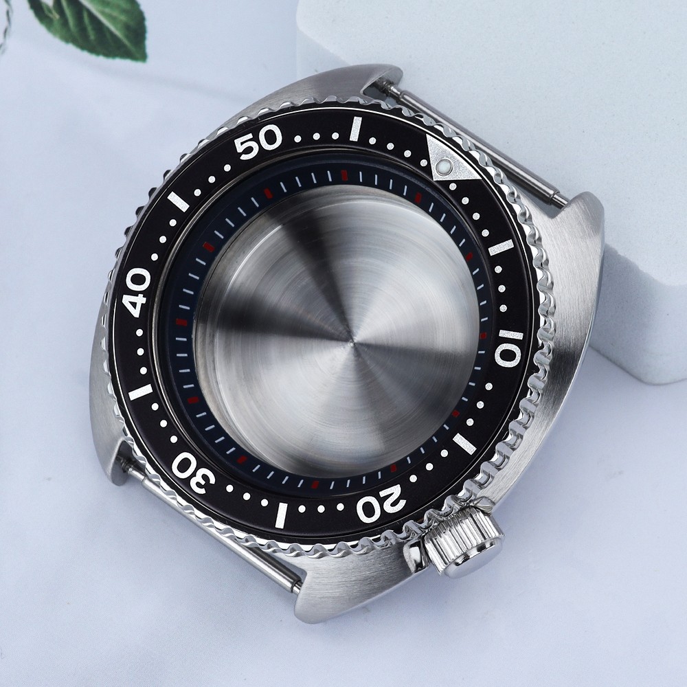 45mm Vintage Watch Case Silver Premium Steel 100m Diver For Seiko NH35 Movement