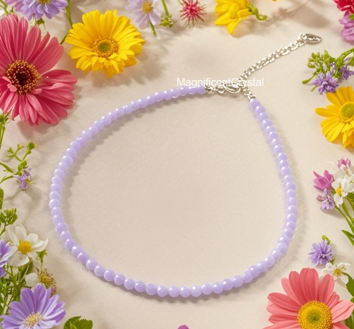 Blue Lace Agate Anklet Blue Gemstone Beaded Anklet Healing Summer Women Gift
