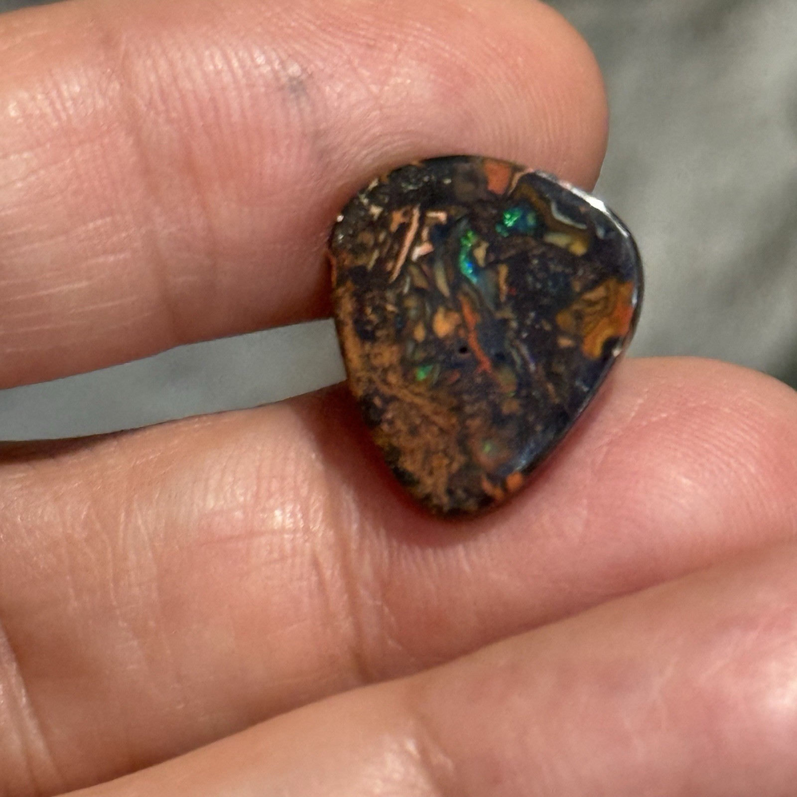 9.7ct 17x15x4.3mm Colorful Australian Koroit Boulder Opal Drop Cabochon Gem