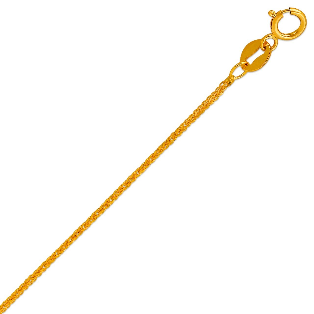 Square Wheat Chain Real 14K Yellow White Solid Gold 0.7-1mm Franco Link Necklace