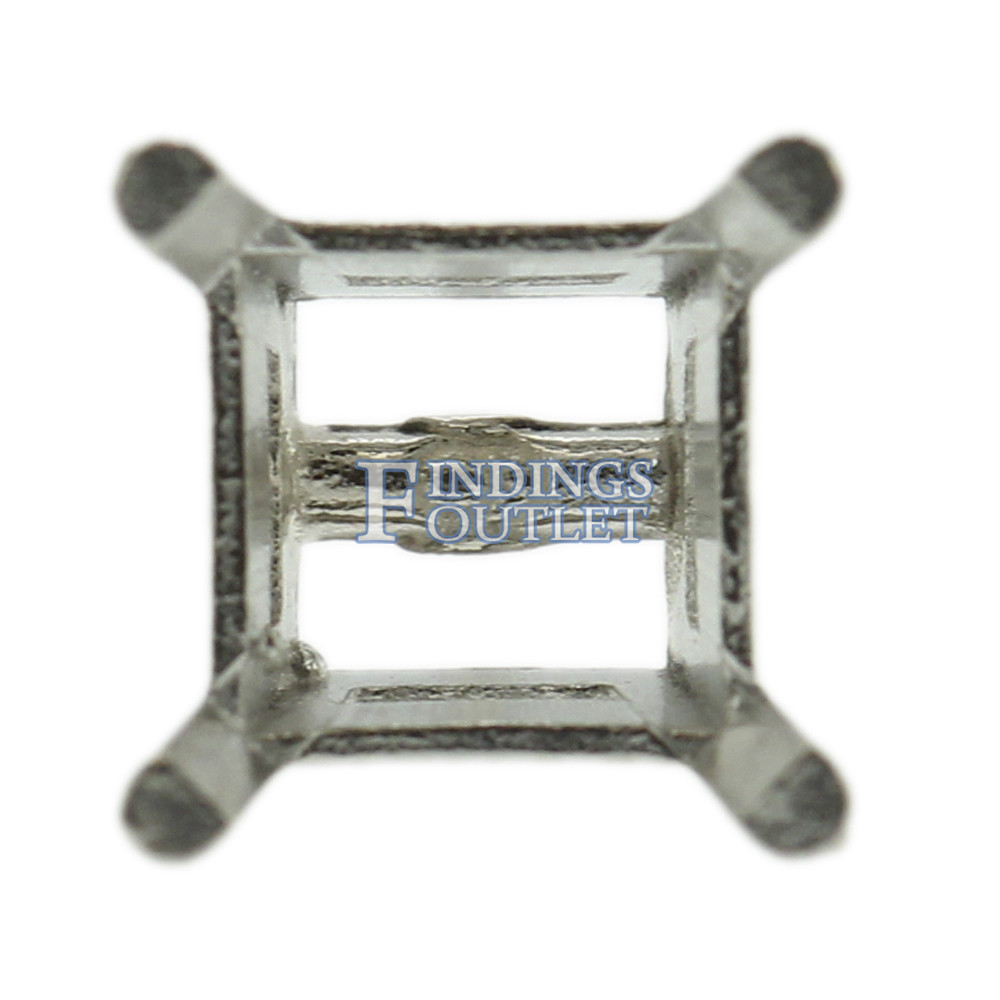 Platinum Princess Stud Earring Mounting Setting Push Back Post 4 Prong