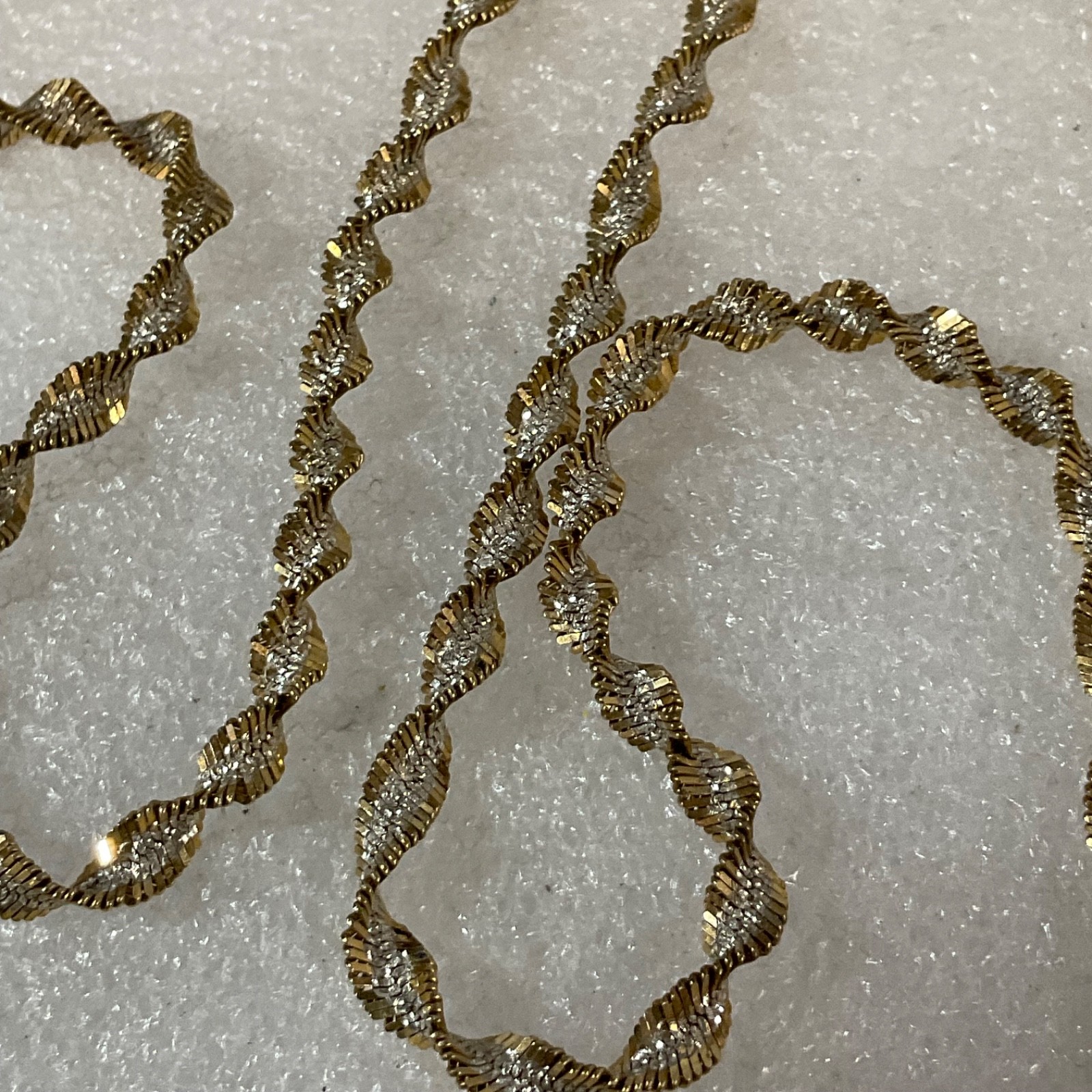 28in 925 Silver Two Tone Twisted Chain Necklace Italy 18.95g
