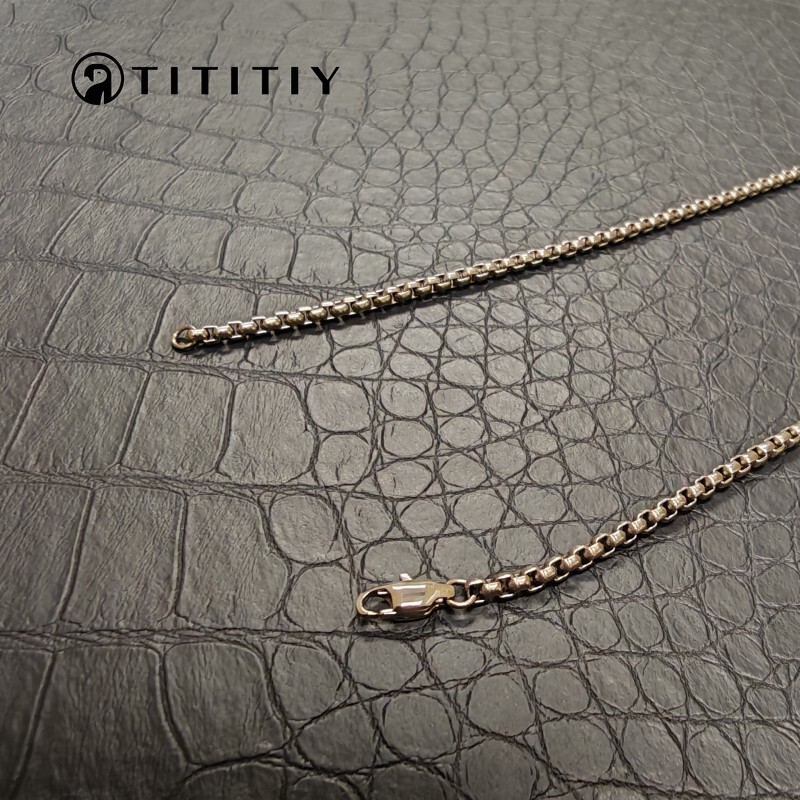 Pure Titanium Necklace 3mm wide Square Box Chain Anti Allergic Classics 19.7inch
