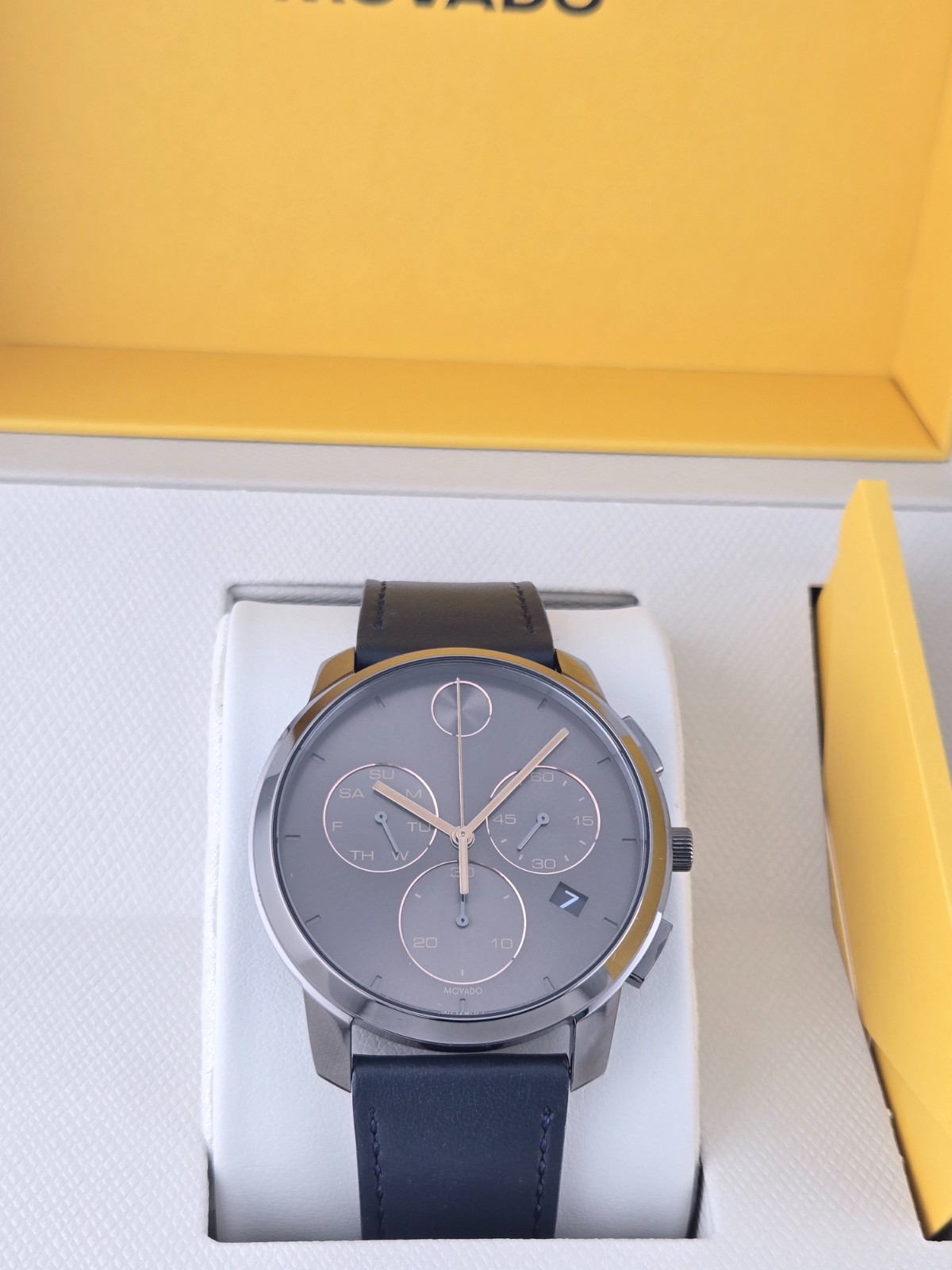 Movado Bold Men’s Chronograph Leather Band Watch – 3600720 ($695 MSRP)