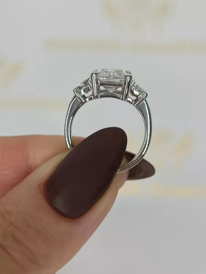 4Ct Radiant Lab Created Diamond Solitaire Engagement Ring 14K White Gold Finish