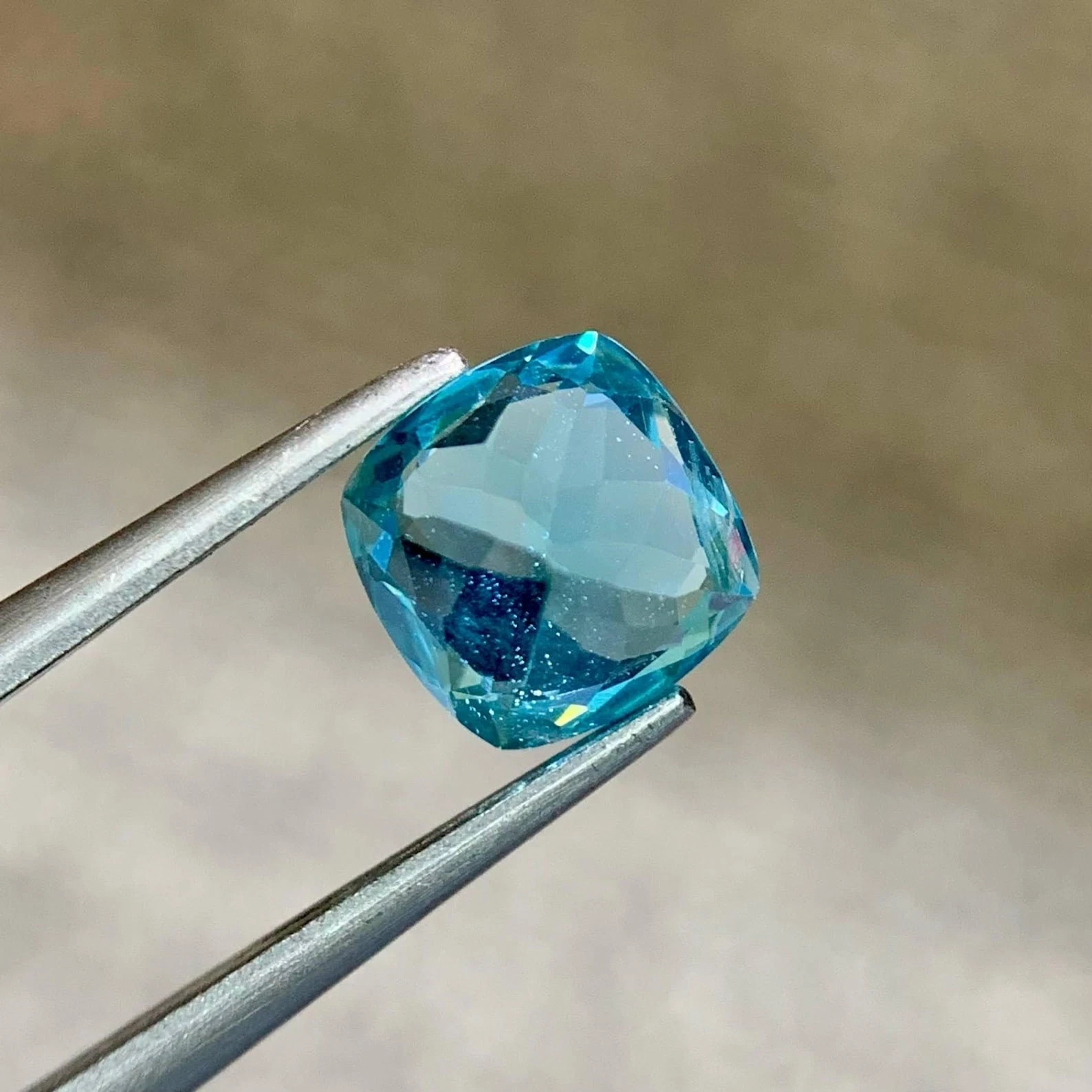 Certified 11 Ct Natural Neon Blue Paraiba Tourmaline Cushion Cut Loose Gemstone