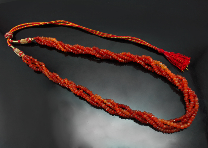 VERY MAGNIFICIENT AAA 268.00 CTS NATURAL FACETED ORANGE CARNELIAN BEADS NECKLACE