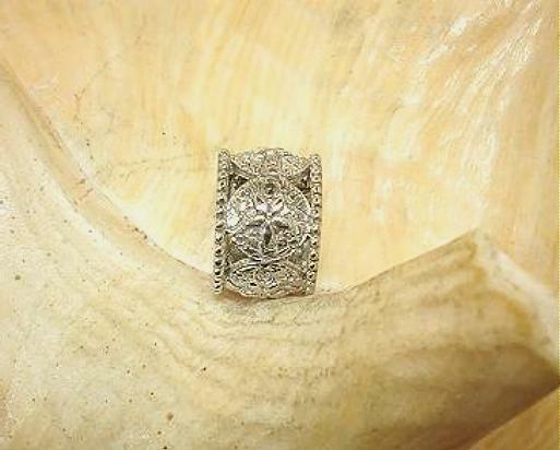 7MM SOLID 14K WHITE GOLD HAWAIIAN TEXTURED SAND DOLLAR BARREL TUBE SLIDE PENDANT