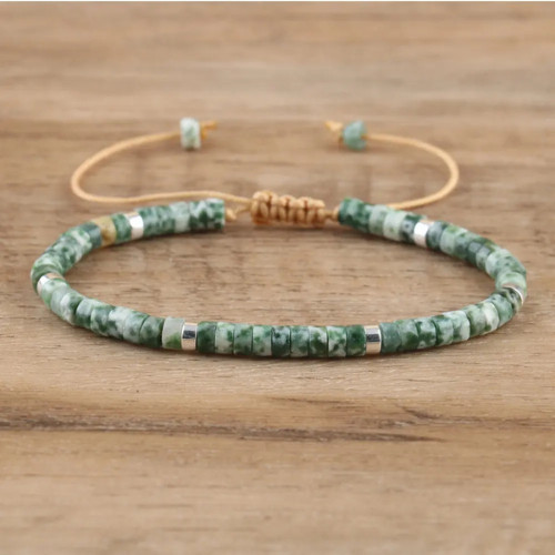 Green Nephrite Jade 4mm Bead Healing Protection Lucky Crystal Women Men Bracelet