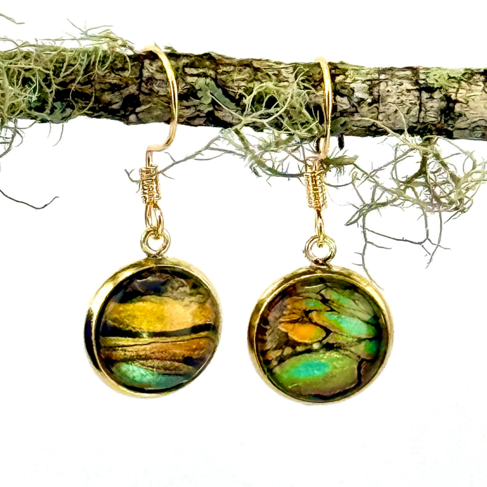 Dangle Earrings Handmade “Golden Glow” Electro- Sterling Silver French Earwires